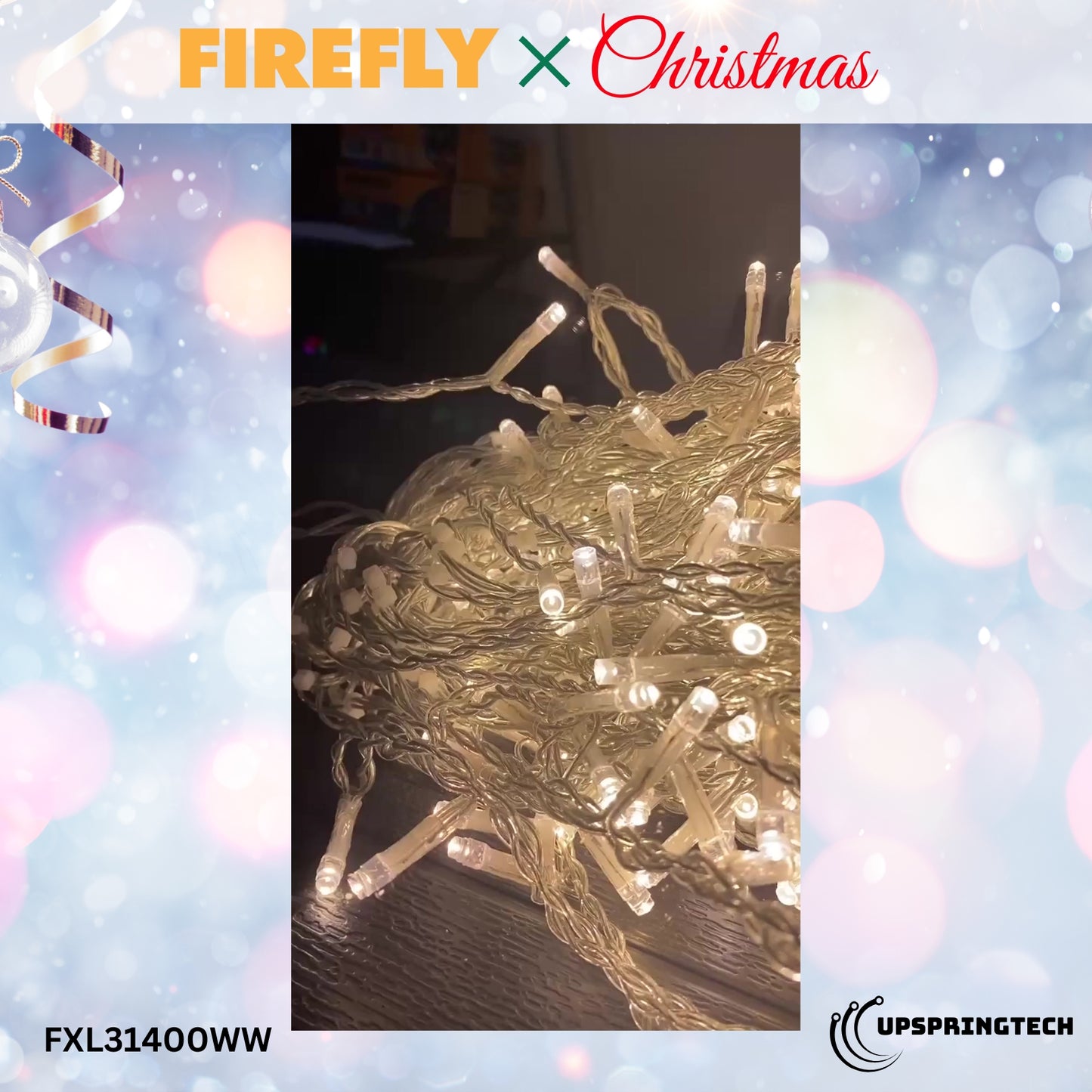 Firefly LED Christmas Curtain Lights – 400 LEDs, 30W, Warm White (FXL31400WW)