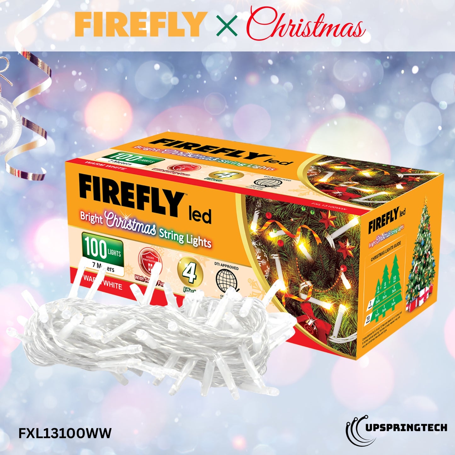 Firefly LED Christmas String Lights – 7 Meters (20 Connectable Sets, Indoor Use)