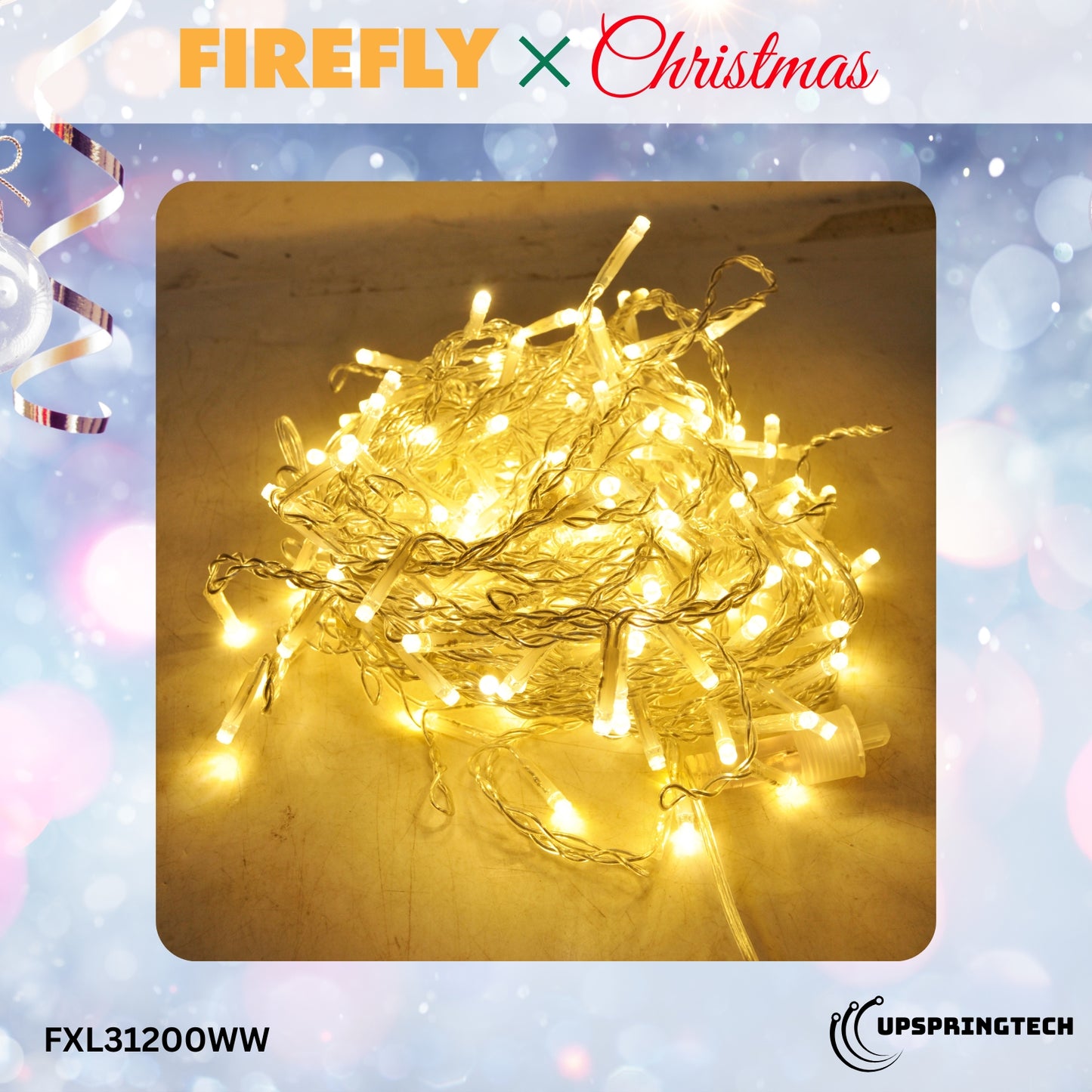 Firefly Bright Christmas Curtain Lights – 200 LED, 15W, Warm White (FXL31200WW)