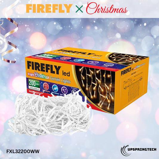 Firefly LED Christmas Curtain Lights – 200 LEDs, 15.5W, Warm White (FXL32200WW)