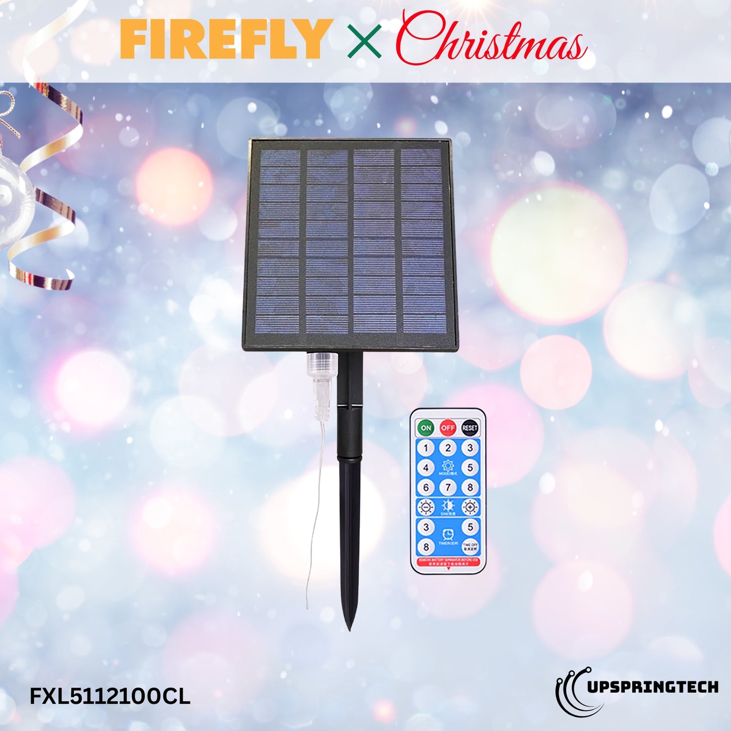 Firefly Solar LED String Lights – 100 LEDs, 7 Meters, With Remote &amp; Timer (FXL5112100)